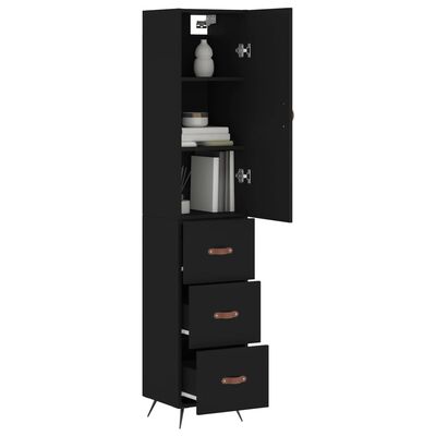 vidaXL Highboard Schwarz 34,5x34x180 cm Holzwerkstoff