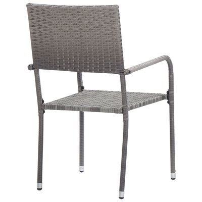 vidaXL Garten-Essstühle 2 Stk. Stapelbar Grau Polyrattan