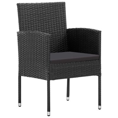 vidaXL 7-tlg. Garten-Essgruppe mit Kissen Schwarz Poly Rattan