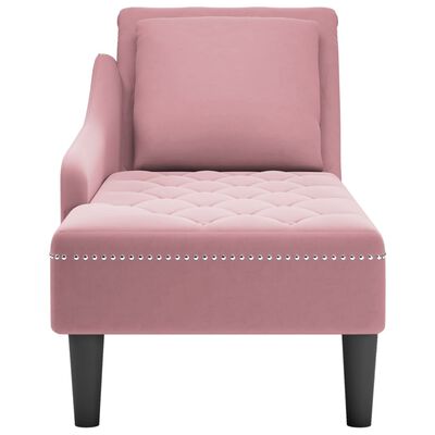 vidaXL Chaiselongue mit Kissen und Rechter Armlehne Rosa Samt