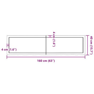 vidaXL Wandregal Dunkelbraun 160x40x(2-4)cm Massivholz Eiche Behandelt