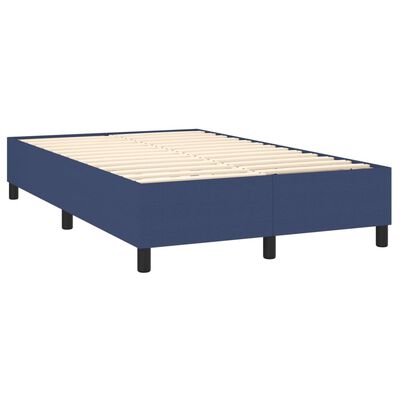 vidaXL Boxspringbett mit Matratze & LED Blau 120x200 cm Stoff