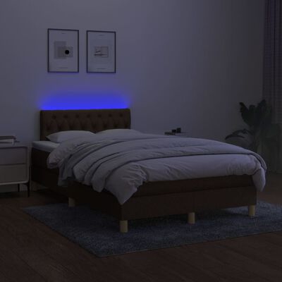 vidaXL Boxspringbett mit Matratze & LED Dunkelbraun 120x200 cm Stoff