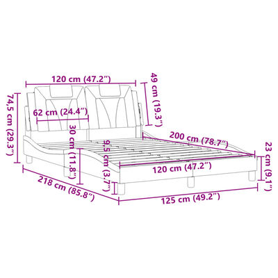 vidaXL Bettgestell mit Kopfteil Braun 120x200 cm Kunstleder