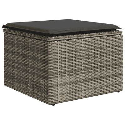 vidaXL 11-tlg. Garten-Sofagarnitur mit Kissen Grau Poly Rattan