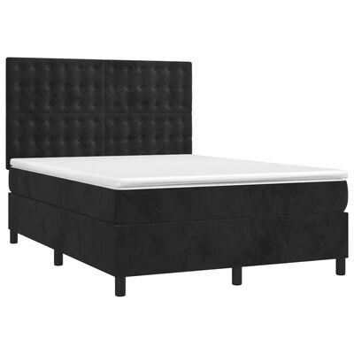 vidaXL Boxspringbett mit Matratze & LED Schwarz 140x190 cm Samt