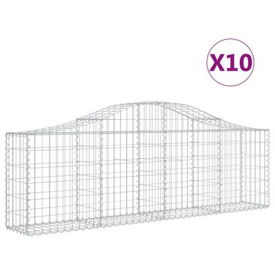 vidaXL Gabionen mit Hochbogen 10 Stk. 200x30x60/80 cm Verzinktes Eisen