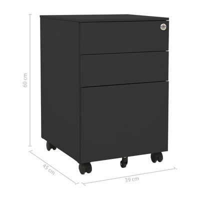 vidaXL Aktenschrank mit Rollen Anthrazit 39x45x60 cm Stahl