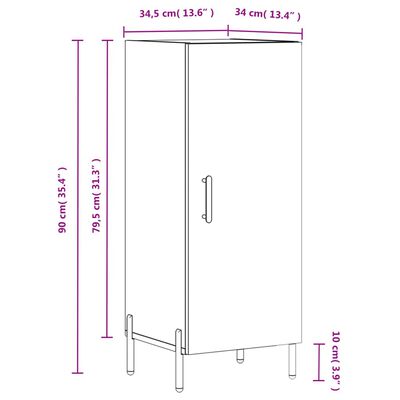 vidaXL Sideboard Grau Sonoma 34,5x34x90 cm Holzwerkstoff