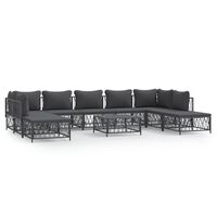 vidaXL 10-tlg. Garten-Lounge-Set mit Kissen Anthrazit Stahl