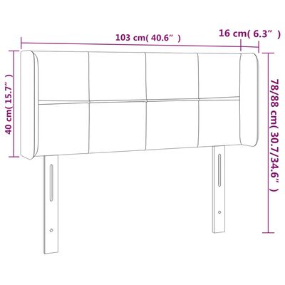 vidaXL Kopfteil mit Ohren Hellgrau 103x16x78/88 cm Samt