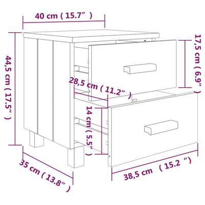 vidaXL Nachttisch HAMAR Honigbraun 40x35x44,5 cm Massivholz Kiefer