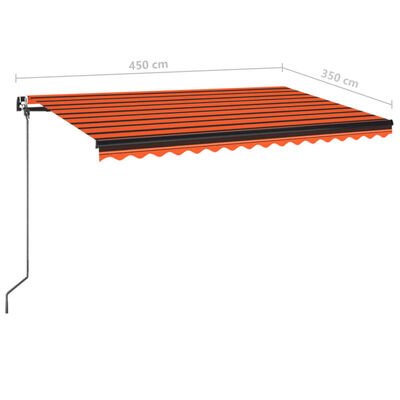 vidaXL Markise Manuell Einziehbar 450x350 cm Orange und Braun