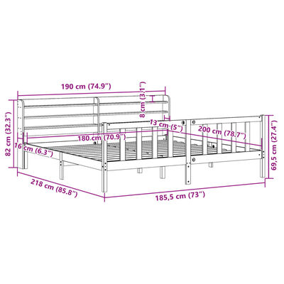 vidaXL Massivholzbett ohne Matratze Weiß 180x200 cm Kiefernholz