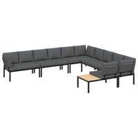 vidaXL 6-tlg. Garten-Sofagarnitur mit Kissen Schwarz Aluminium