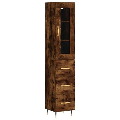 vidaXL Highboard Räuchereiche 34,5x34x180 cm Holzwerkstoff