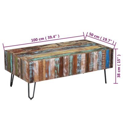 vidaXL Couchtisch Altholz Massiv 100x50x38 cm