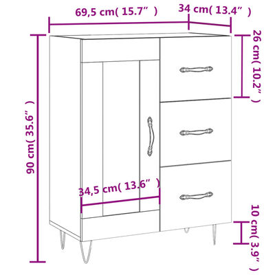 vidaXL Sideboard Braun Eichen-Optik 69,5x34x90 cm Holzwerkstoff