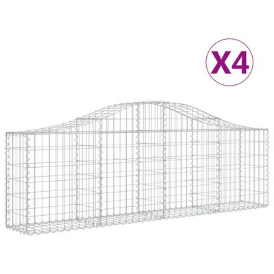 vidaXL Gabionen mit Hochbogen 4 Stk. 200x30x60/80 cm Verzinktes Eisen