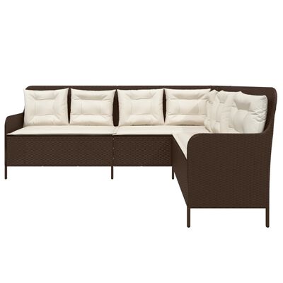 vidaXL Gartensofa in L-Form mit Kissen Braun Poly Rattan