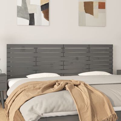 vidaXL Wand-Kopfteil Grau 206x3x63 cm Massivholz Kiefer