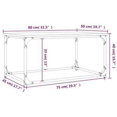 vidaXL Couchtisch Braun Eichen-Optik 80x50x40 cm Holzwerkstoff Eisen