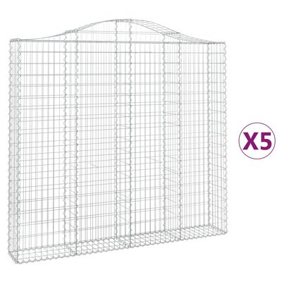 vidaXL Gabionen mit Hochbogen 5 Stk. 200x30x180/200cm Verzinktes Eisen