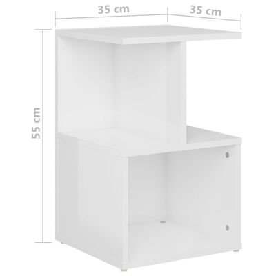 vidaXL Nachttische 2 Stk. Hochglanz-Weiß 35x35x55 cm Holzwerkstoff