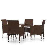 vidaXL 5-tlg. Bistro-Set Poly-Rattan und Hartglas Braun