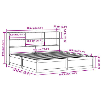 vidaXL Massivholzbett ohne Matratze Weiß 180x200 cm Kiefernholz