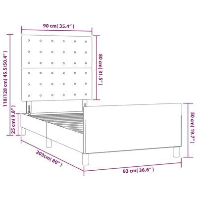 vidaXL Bettgestell mit Kopfteil Weiß 90x200 cm Kunstleder