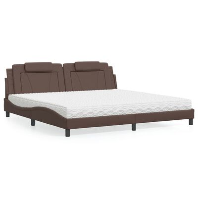 vidaXL Bett mit Matratze Braun 200x200 cm Kunstleder