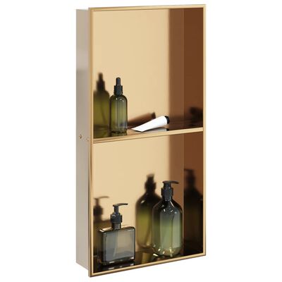 vidaXL Duschnische Golden Gebürstet 32x62x9 cm Edelstahl