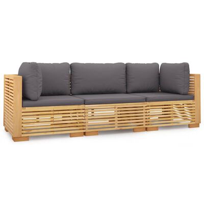 vidaXL 3-tlg. Garten-Lounge-Set mit Kissen Massivholz Teak