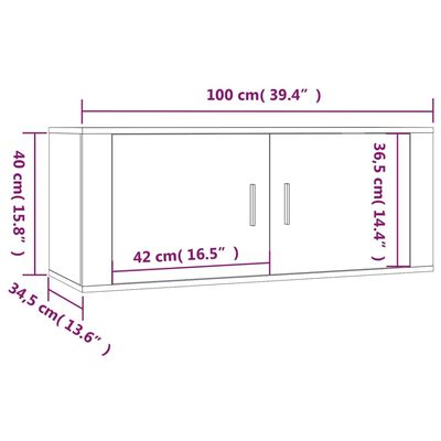 vidaXL TV-Wandschränke 2 Stk. Grau Sonoma 100x34,5x40 cm