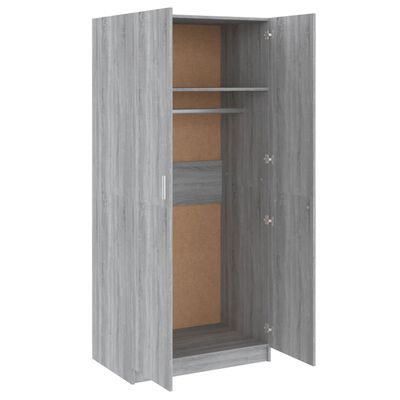 vidaXL Kleiderschrank Grau Sonoma 80x52x180 cm Holzwerkstoff