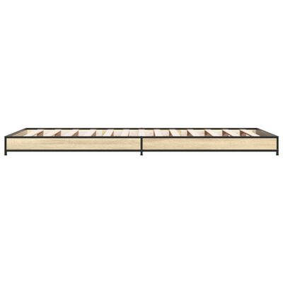 vidaXL Bettgestell Sonoma-Eiche 100x200 cm Holzwerkstoff und Metall