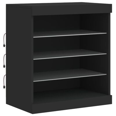 vidaXL Sideboard mit LED-Leuchten Schwarz 60,5x37x67 cm