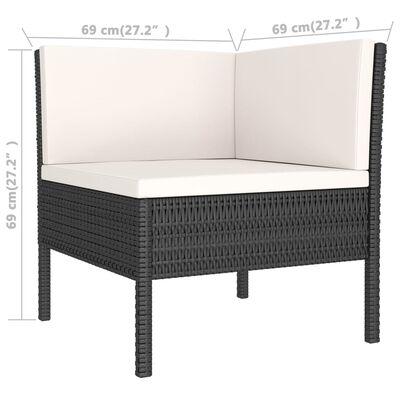 vidaXL 8-tlg. Garten-Lounge-Set mit Auflagen Poly Rattan Schwarz