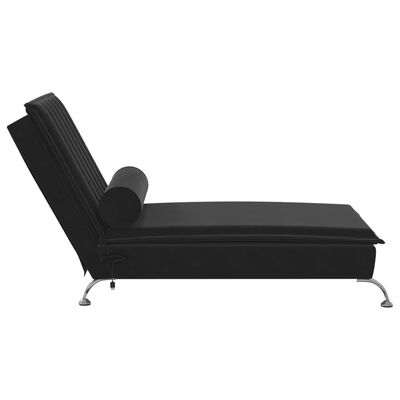 vidaXL Massage-Chaiselongue mit Nackenrolle Schwarz Samt