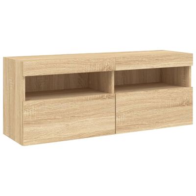 vidaXL TV-Wandschrank mit LED-Leuchten Sonoma-Eiche 100x30x40 cm