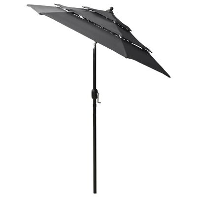 vidaXL Sonnenschirm mit Aluminium-Mast 3-lagig Anthrazit 2 m