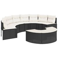 vidaXL 2-tlg. Garten-Sofagarnitur Halbrund Schwarz Poly-Rattan