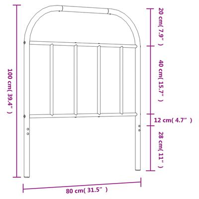 vidaXL Kopfteil Metall Schwarz 75 cm