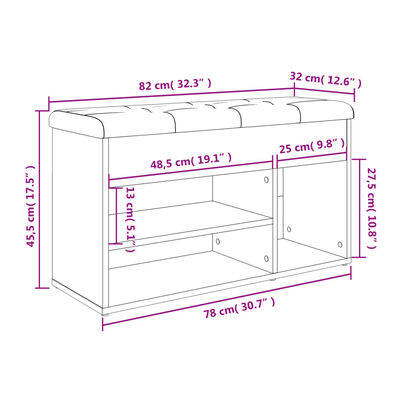 vidaXL Schuhbank Braun Eichen-Optik 82x32x45,5 cm Holzwerkstoff