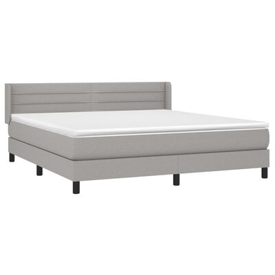 vidaXL Boxspringbett mit Matratze Hellgrau 160x200 cm Stoff