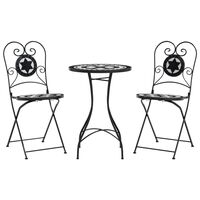 vidaXL Mosaik-Bistro-Set Schwarz und Weiß Eisen und Keramik