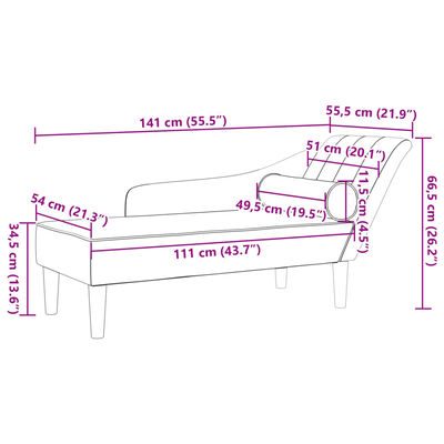 vidaXL Chaiselongue mit Kissen Hellgrau Stoff