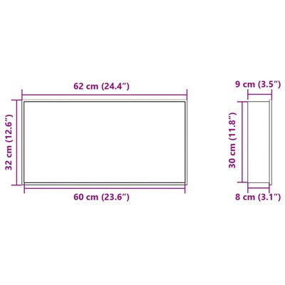 vidaXL Duschnische Golden Gebürstet 62x32x9 cm Edelstahl