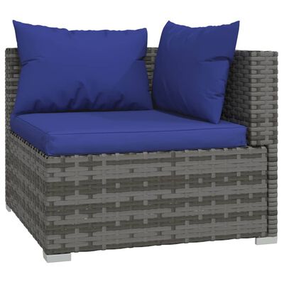 vidaXL 13-tlg. Garten-Lounge-Set mit Kissen Grau Poly Rattan